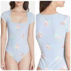 Free People Intimately Square Neck Floral Bodysuit